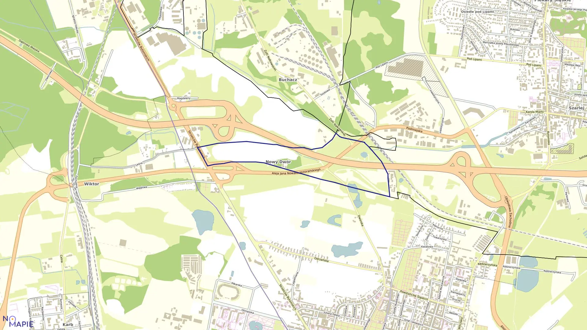 Mapa obrębu Nowy Dwór w mieście Bytom