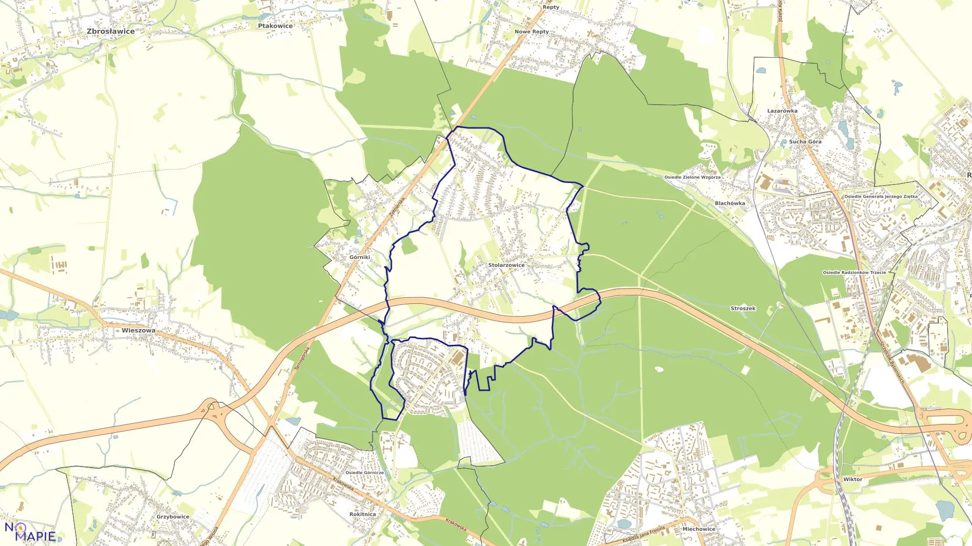 Mapa obrębu Stolarzowice w mieście Bytom